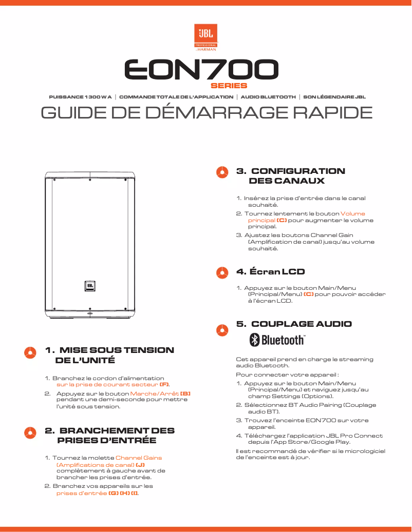 Page 1 of the manual Quick Start Guide JBL EON710