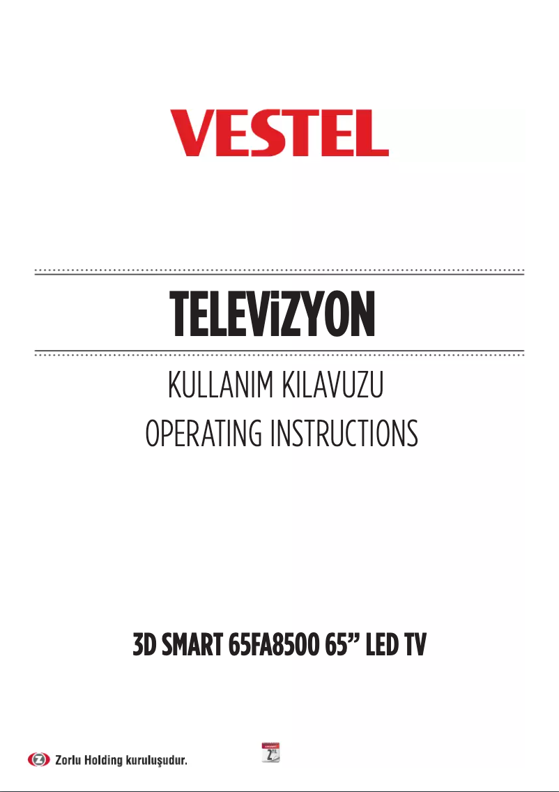 First page image of the manual for 65FA8500