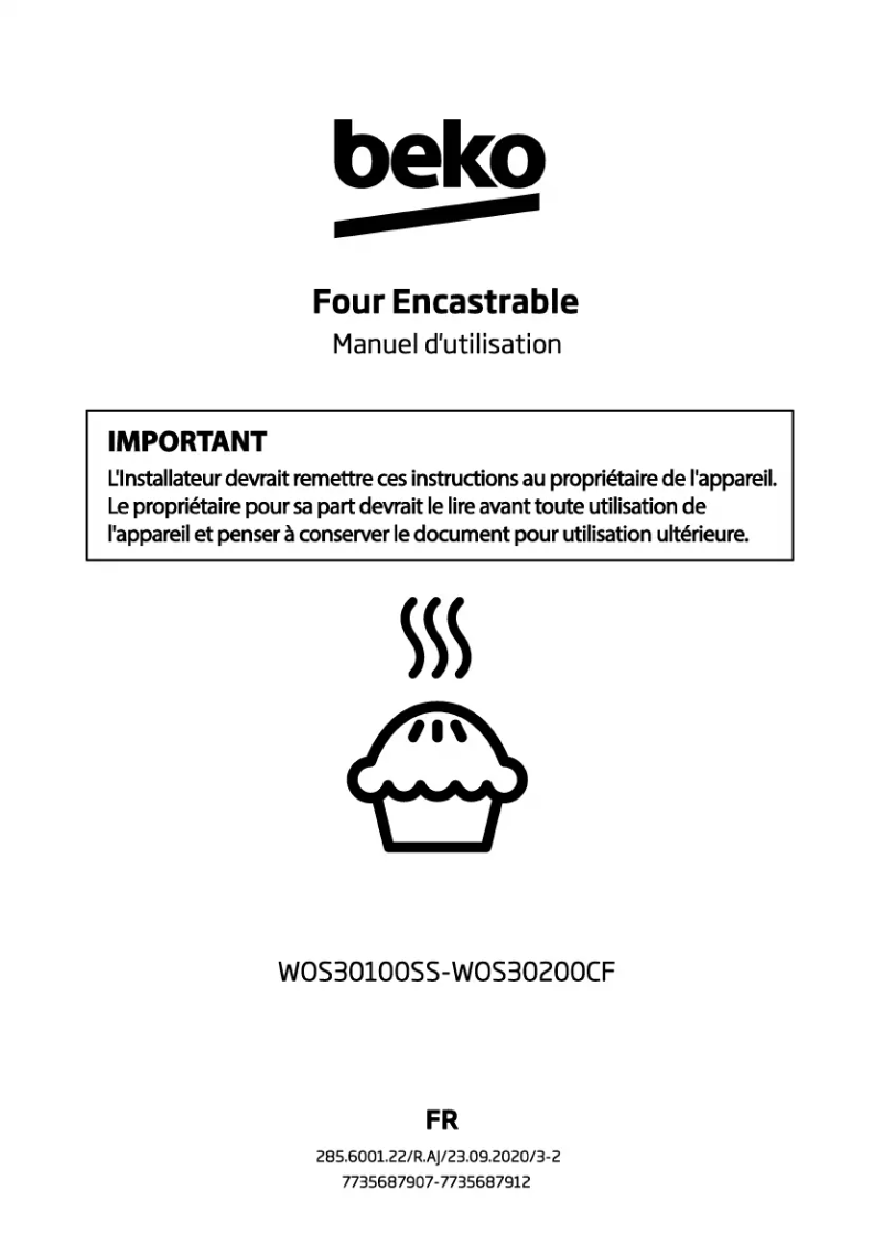 First page image of the manual for WOS30200CF