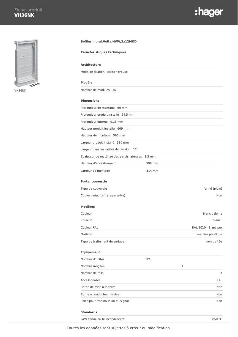 First page image of the manual for VH36NK