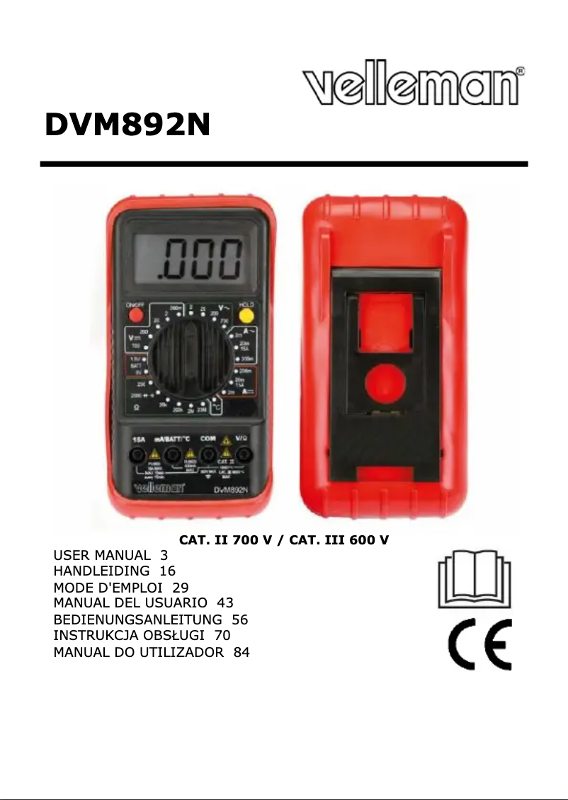 Page 1 of the manual User Manual Velleman DVM892N