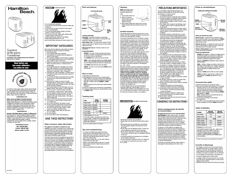 Image de la première page du manuel de l'appareil 22504