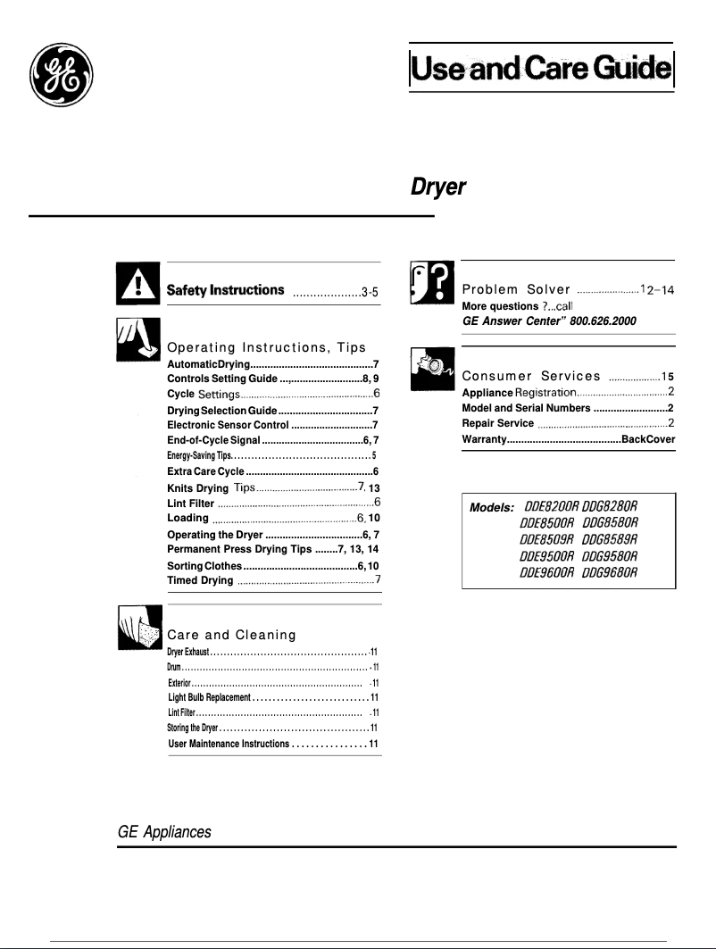 First page image of the manual for DDE8509R