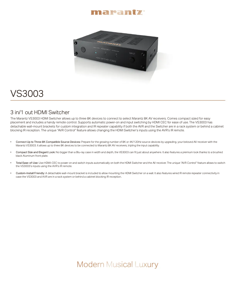 First page image of the manual for VS3003