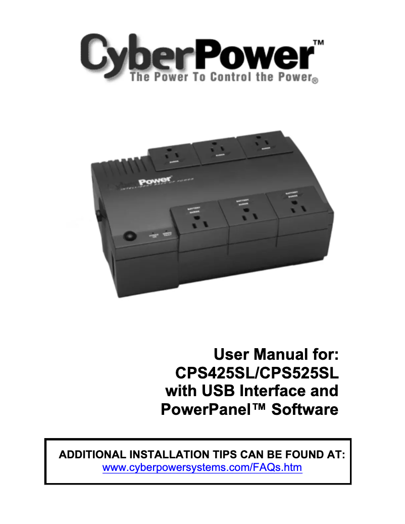 Page 1 of the manual User Manual CyberPower CPS425SL