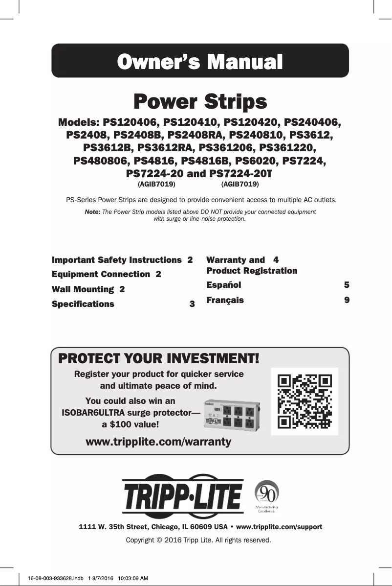 Page 1 of the manual User Manual Tripp Lite PS3612B