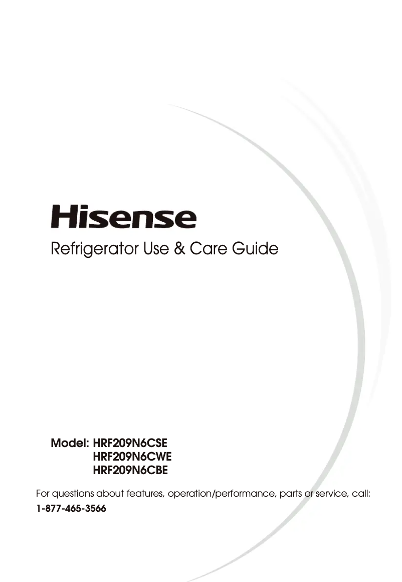 Page 1 of the manual User Manual Hisense HRF209N6CSE