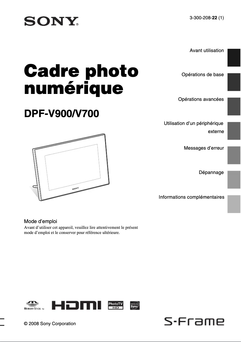 First page image of the manual for DPF-V700