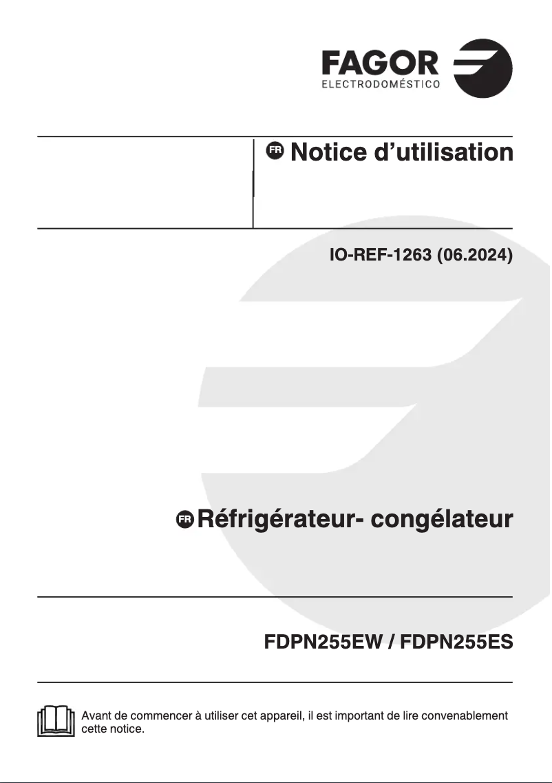 First page image of the manual for FDPN255ES