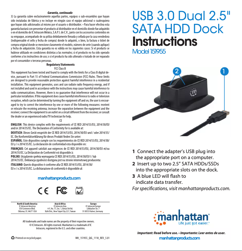 Page 1 of the manual User Manual Manhattan 151955