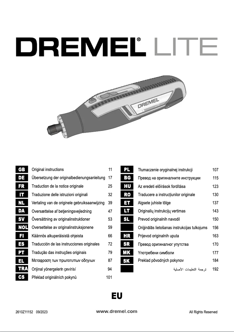 Page 1 of the manual User Manual Dremel Lite