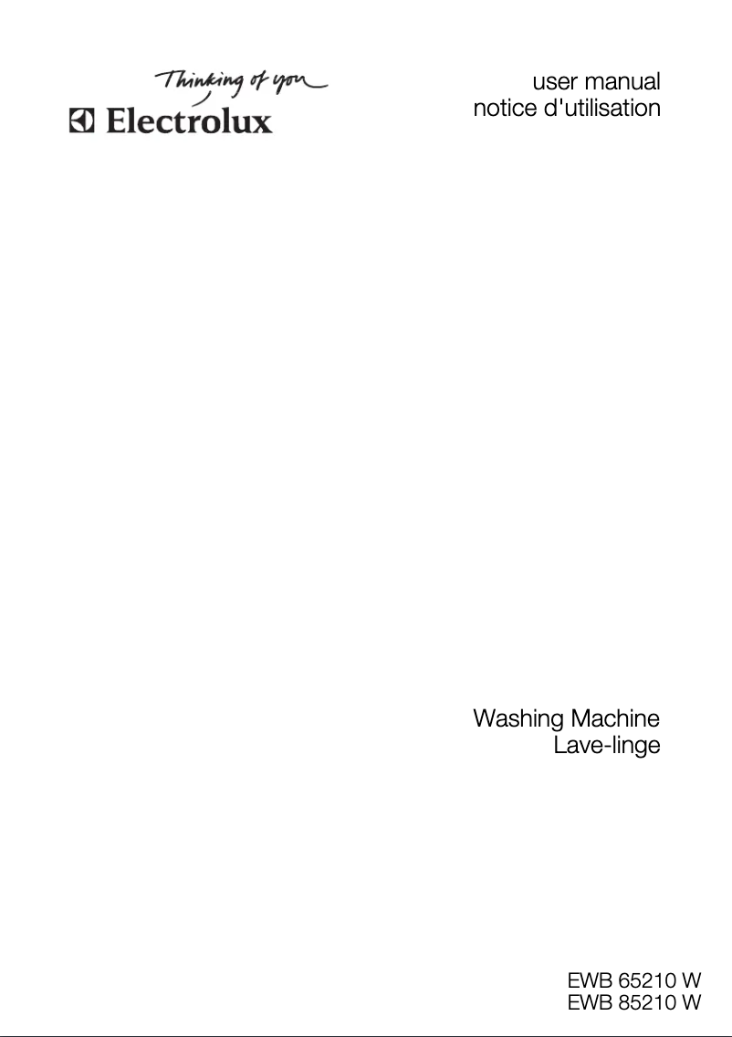 Page 1 of the manual User Manual Electrolux EWB85210W