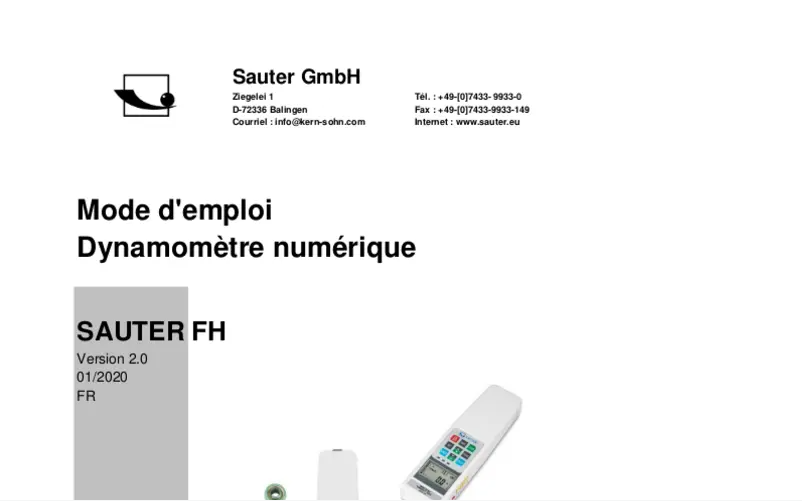 Page 1 of the manual User Manual Kern FH 20