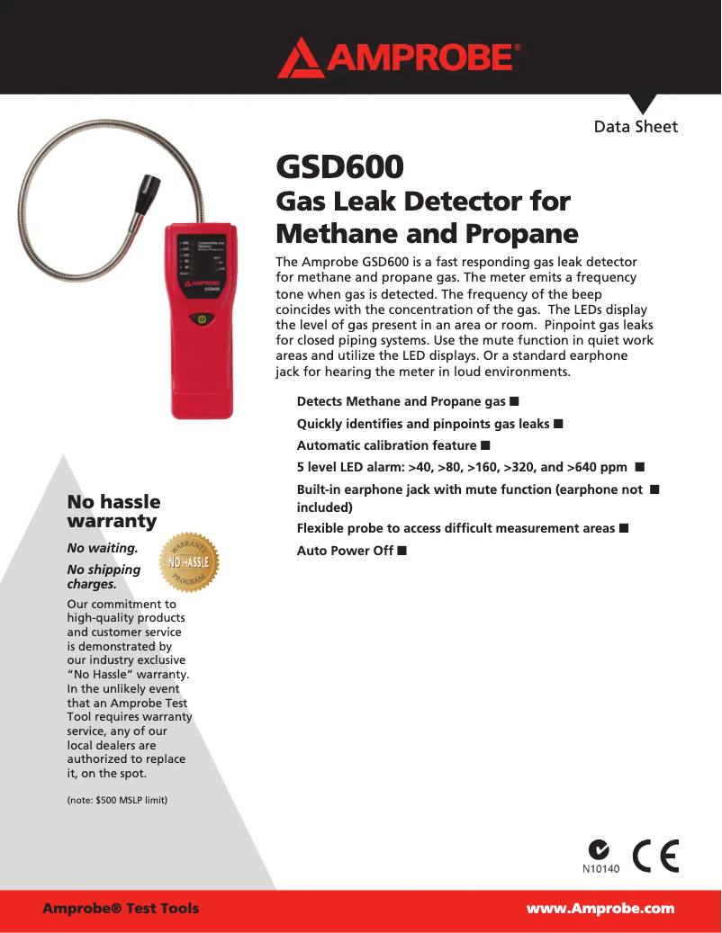 Page 1 of the manual Technical Sheet Amprobe GSD600