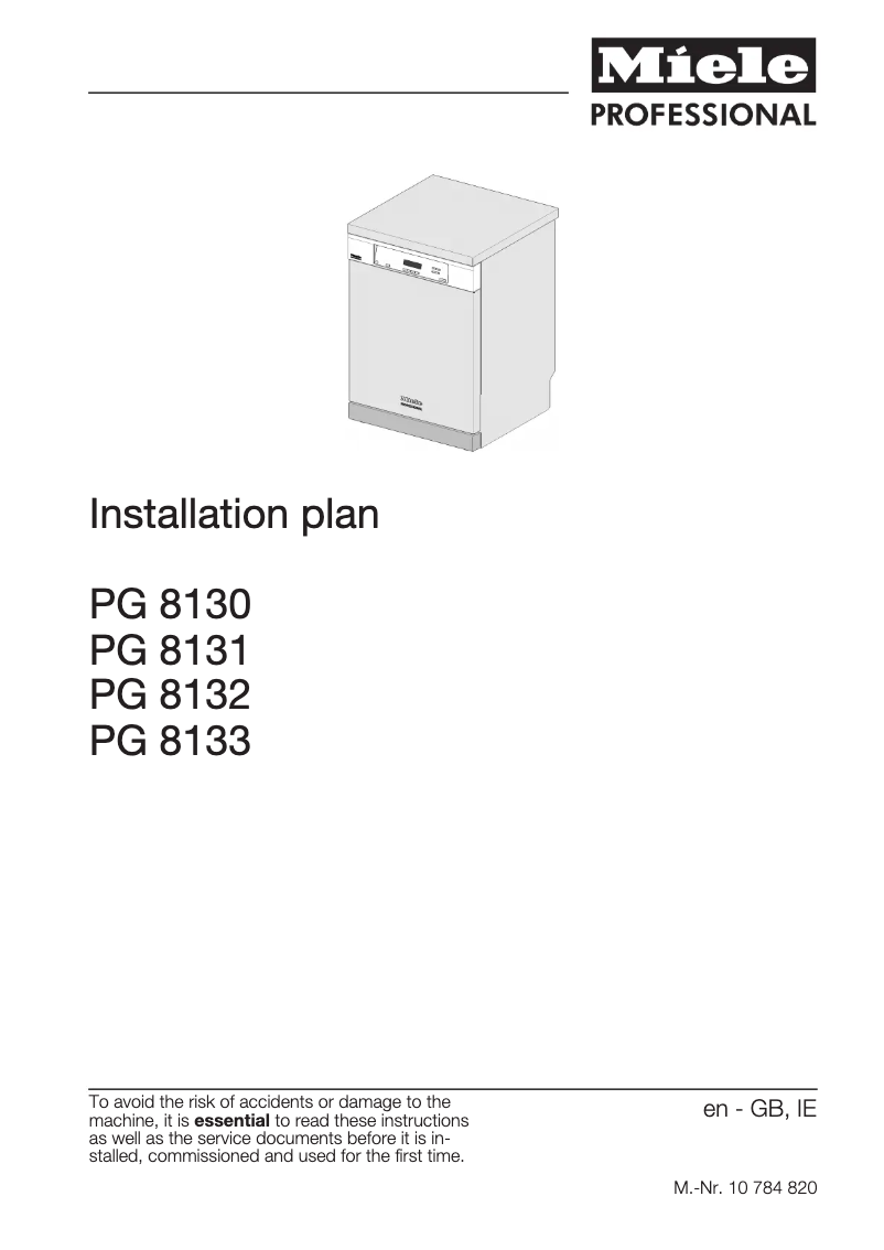 Page 1 of the manual Installation Guide Miele Profiline PG 8133 SCVi