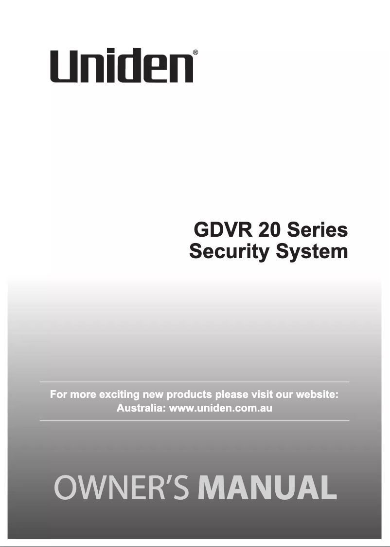Page 1 of the manual User Manual Uniden GDVR 20880