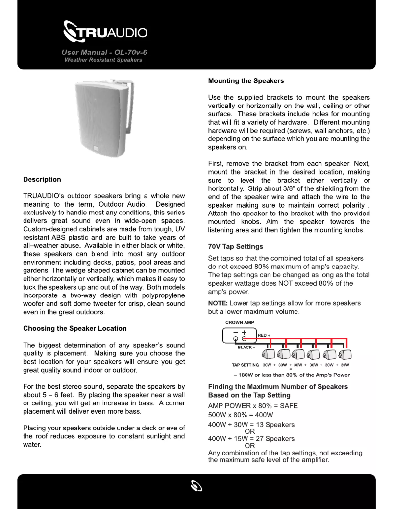 Page 1 of the manual User Manual TruAudio OL-70v-6