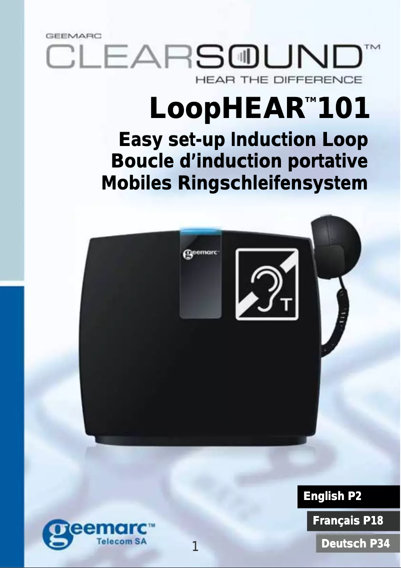 Page 1 of the manual User Manual Geemarc LoopHEAR 101
