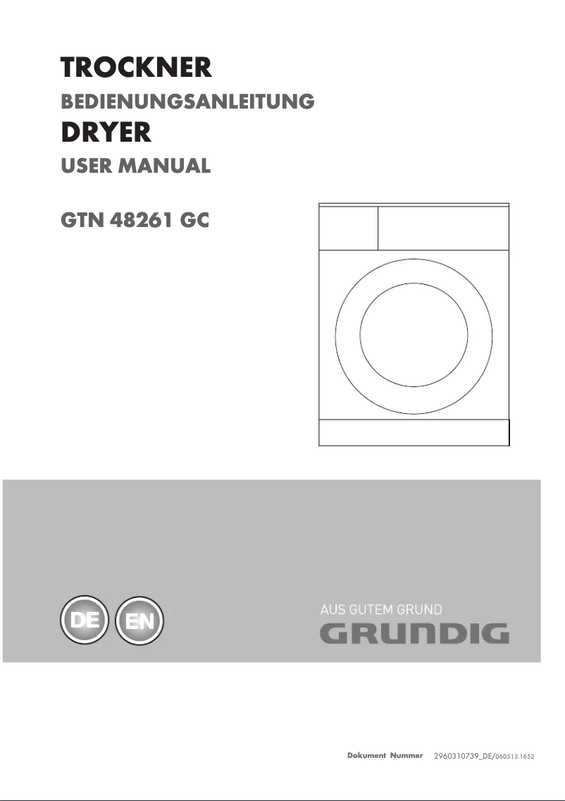 Page 1 of the manual User Manual Grundig GTN 48261 GC