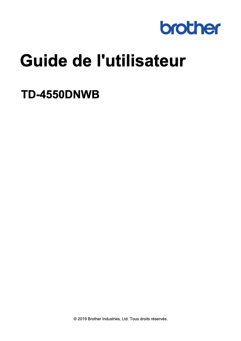 Page 1 of the manual User Manual Brother TD-4550DNWB