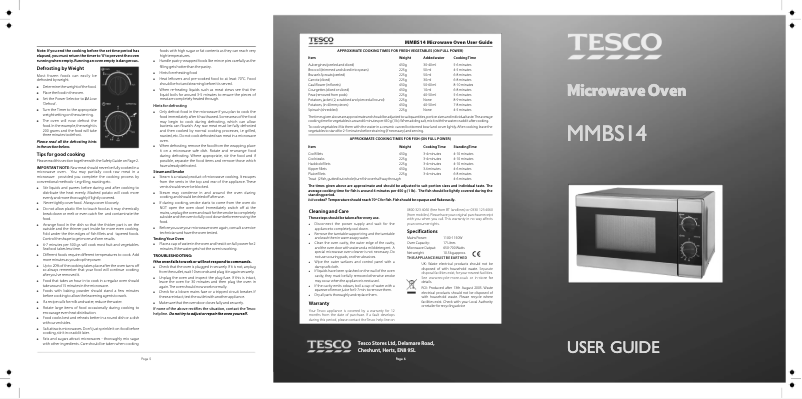 First page image of the manual for MMBS14