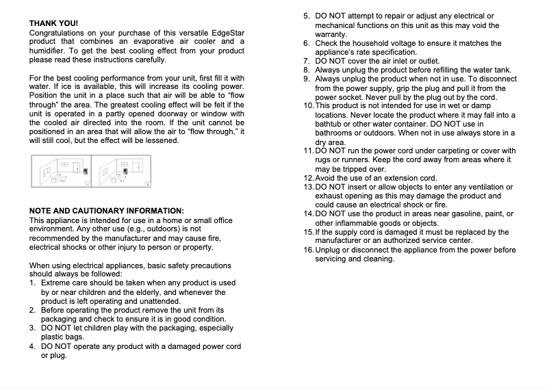 Page 1 of the manual User Manual EdgeStar EAC421