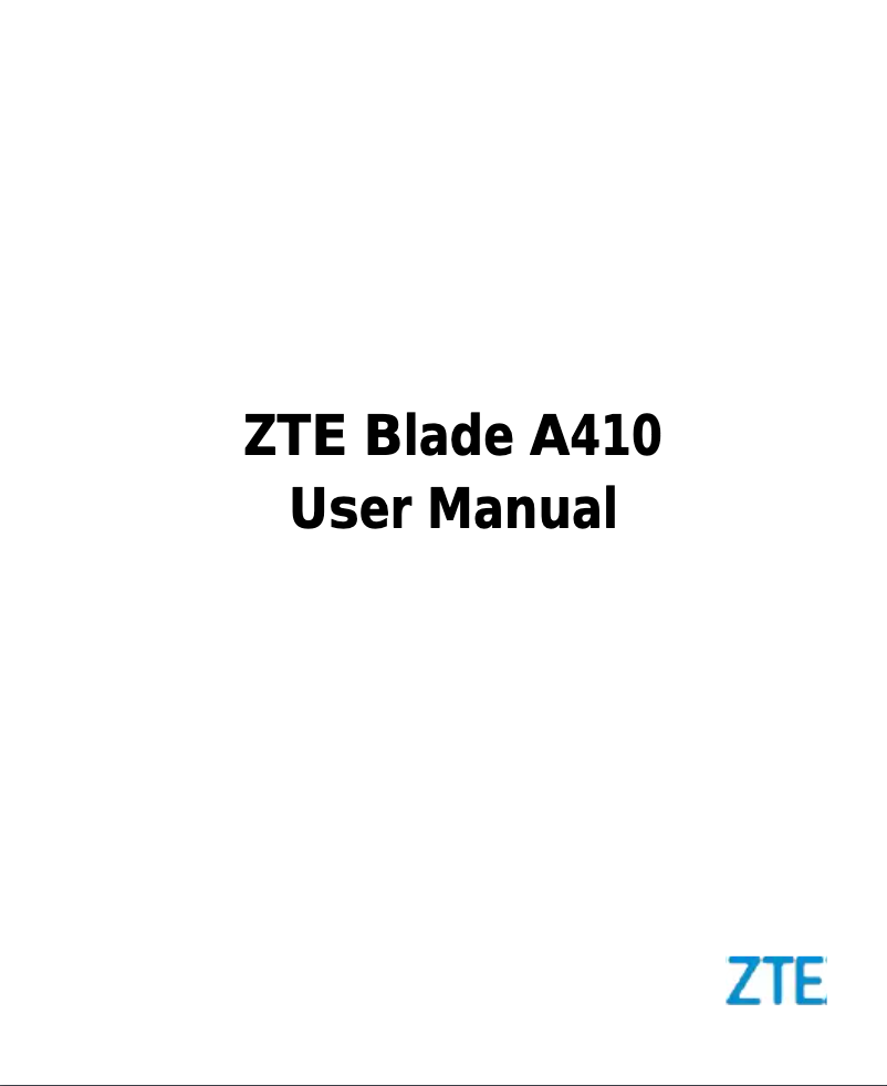 First page image of the manual for Blade A410