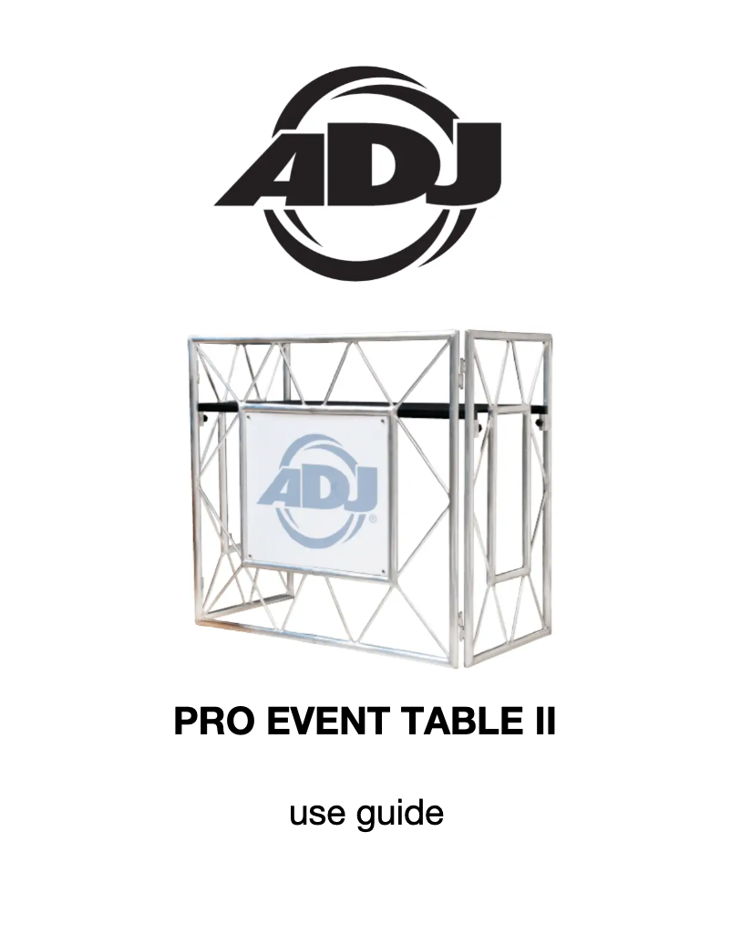 Page 1 of the manual User Manual American DJ Pro Event Table II