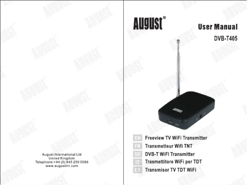 Page 1 of the manual User Manual August DVB-T405