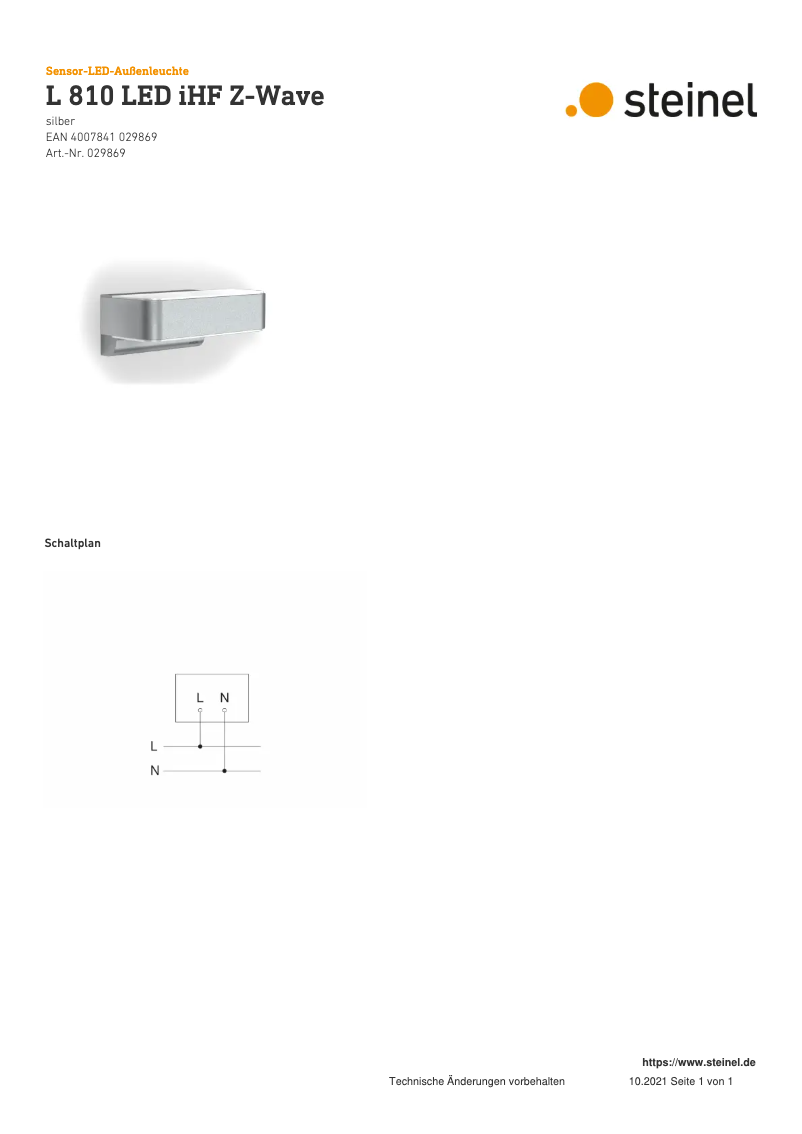 Page 1 of the manual Wiring Diagram Steinel L 810 LED iHF Z
