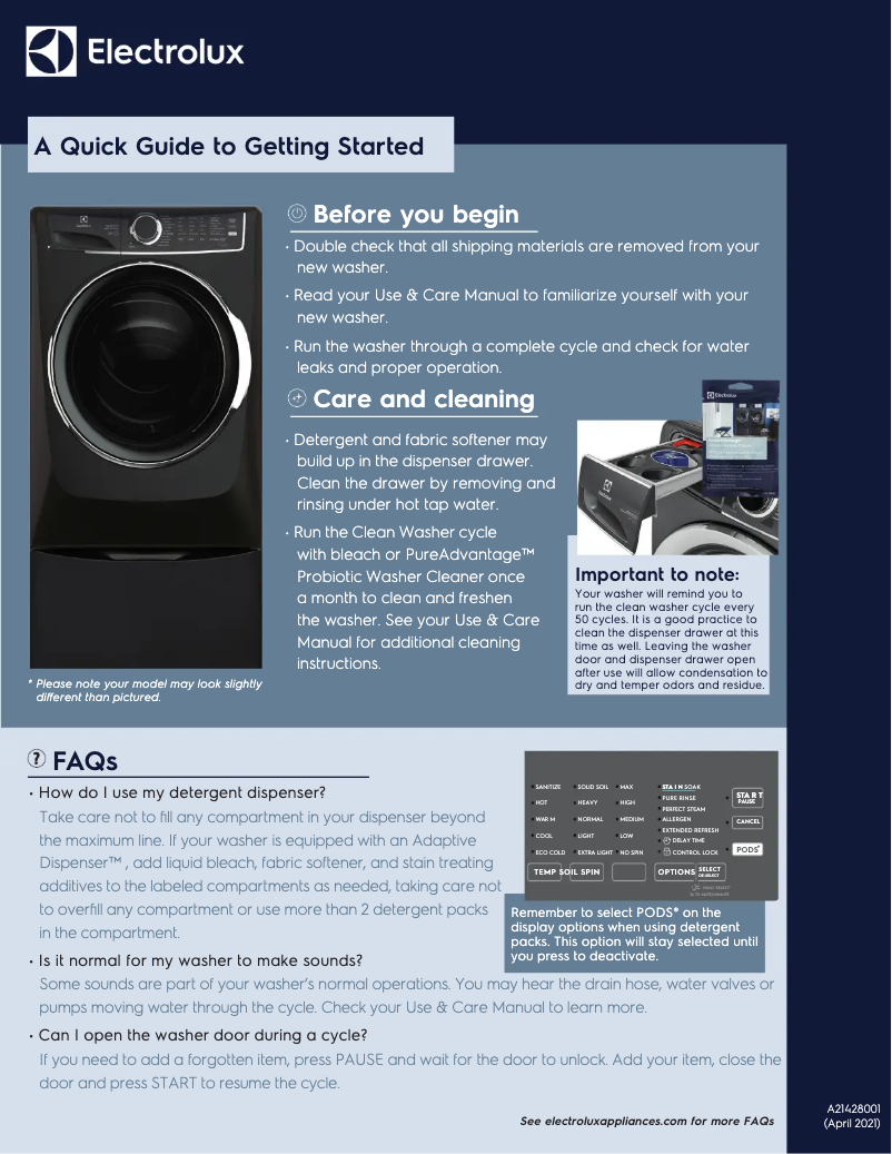 First page image of the manual for ELFW7637BW
