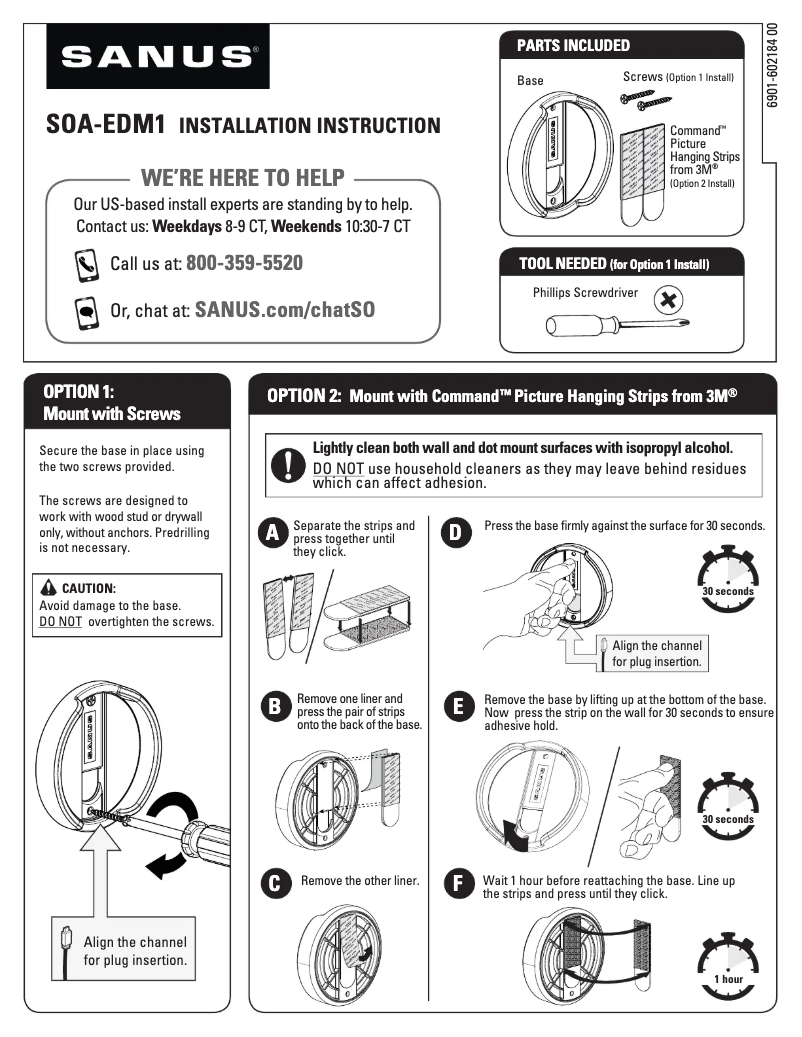 Page 1 of the manual User Manual Sanus SOA-EDM1