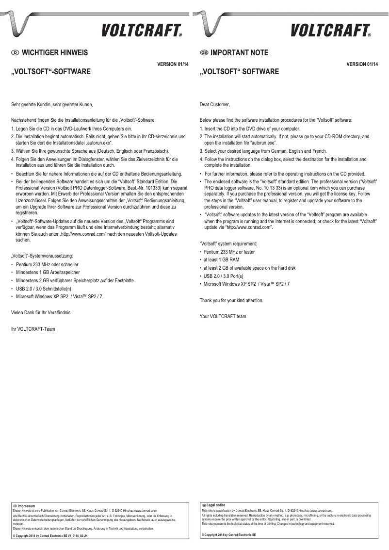 Page 1 of the manual User Manual Voltcraft PL-125-T2