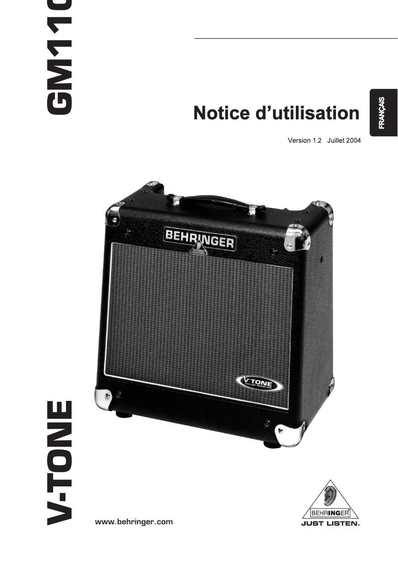 Page 1 of the manual User Manual Behringer V-Tone GM110