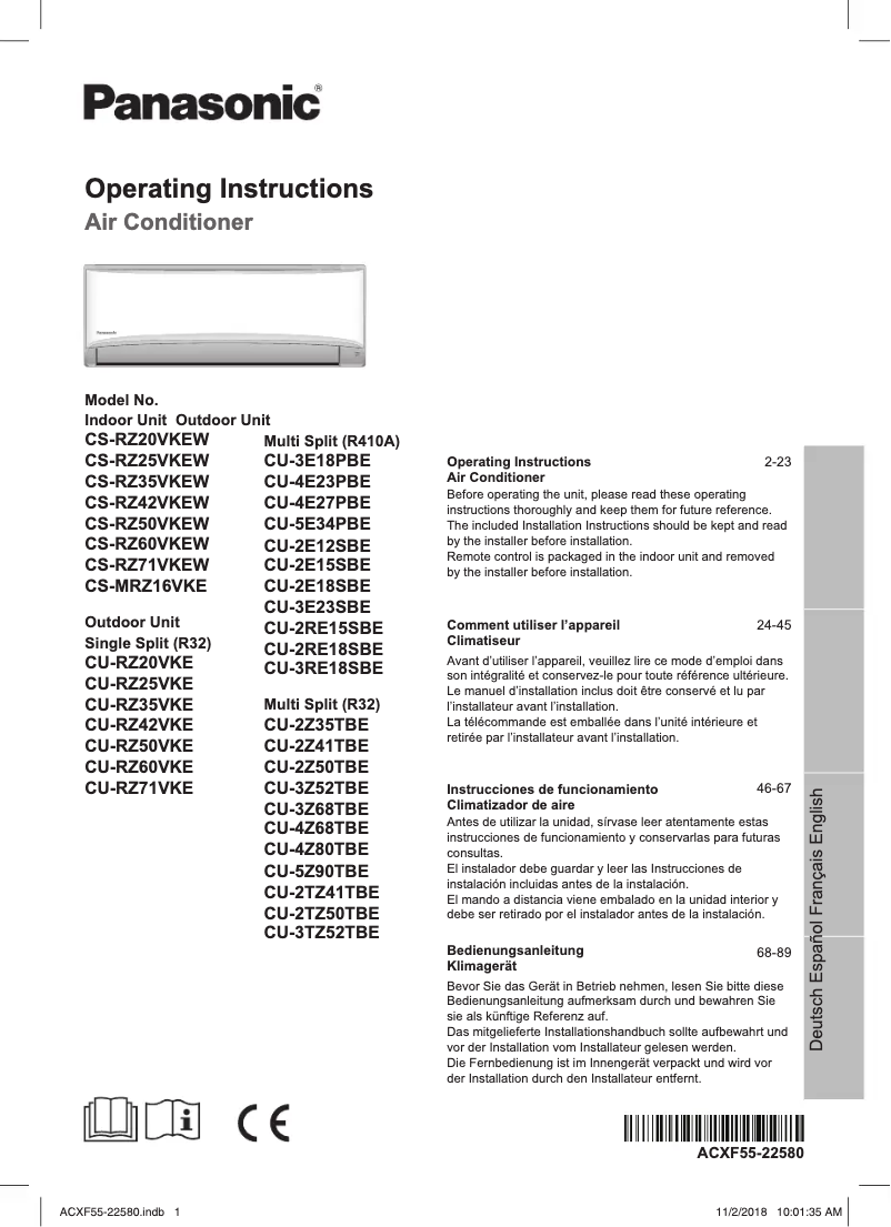 First page image of the manual for KIT-RZ60VKE