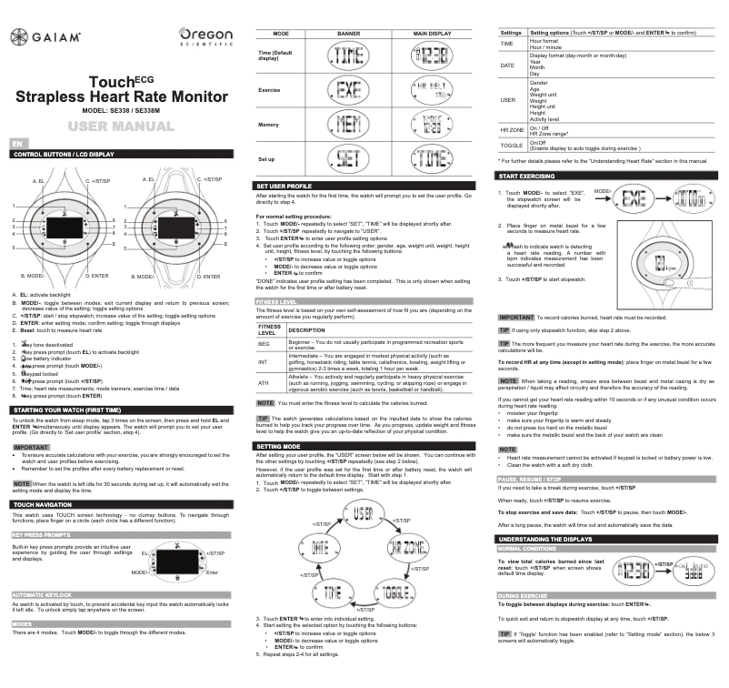 First page image of the manual for SE338M