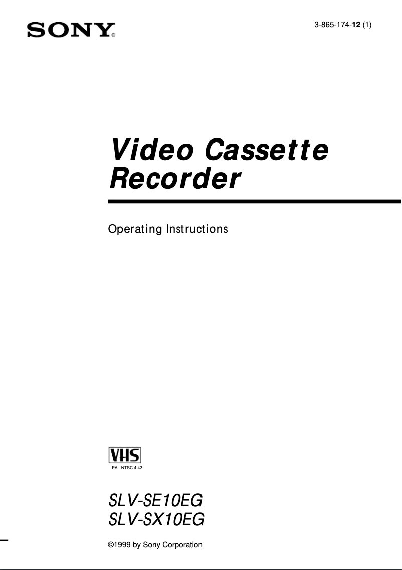 Page 1 of the manual User Manual Sony SLV-SE10EG