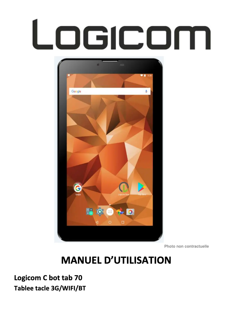 Page 1 of the manual User Manual Logicom C Bot Tab 70
