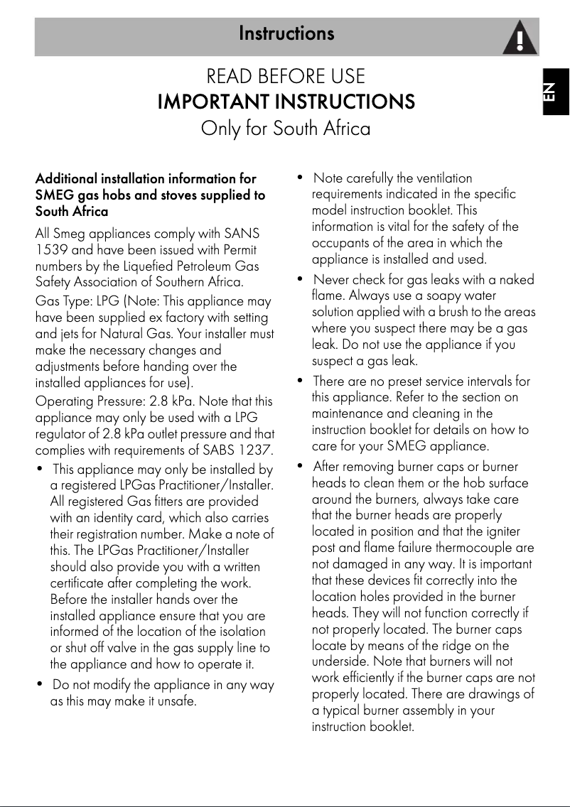 Page 1 of the manual Brochure Smeg PV631CNR