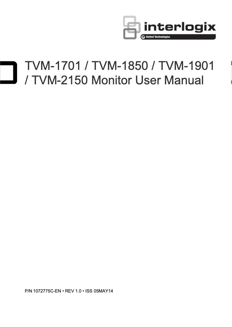 First page image of the manual for TruVision TVM-1701
