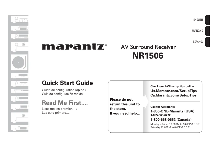 Page 1 of the manual Quick Start Guide Marantz NR1506