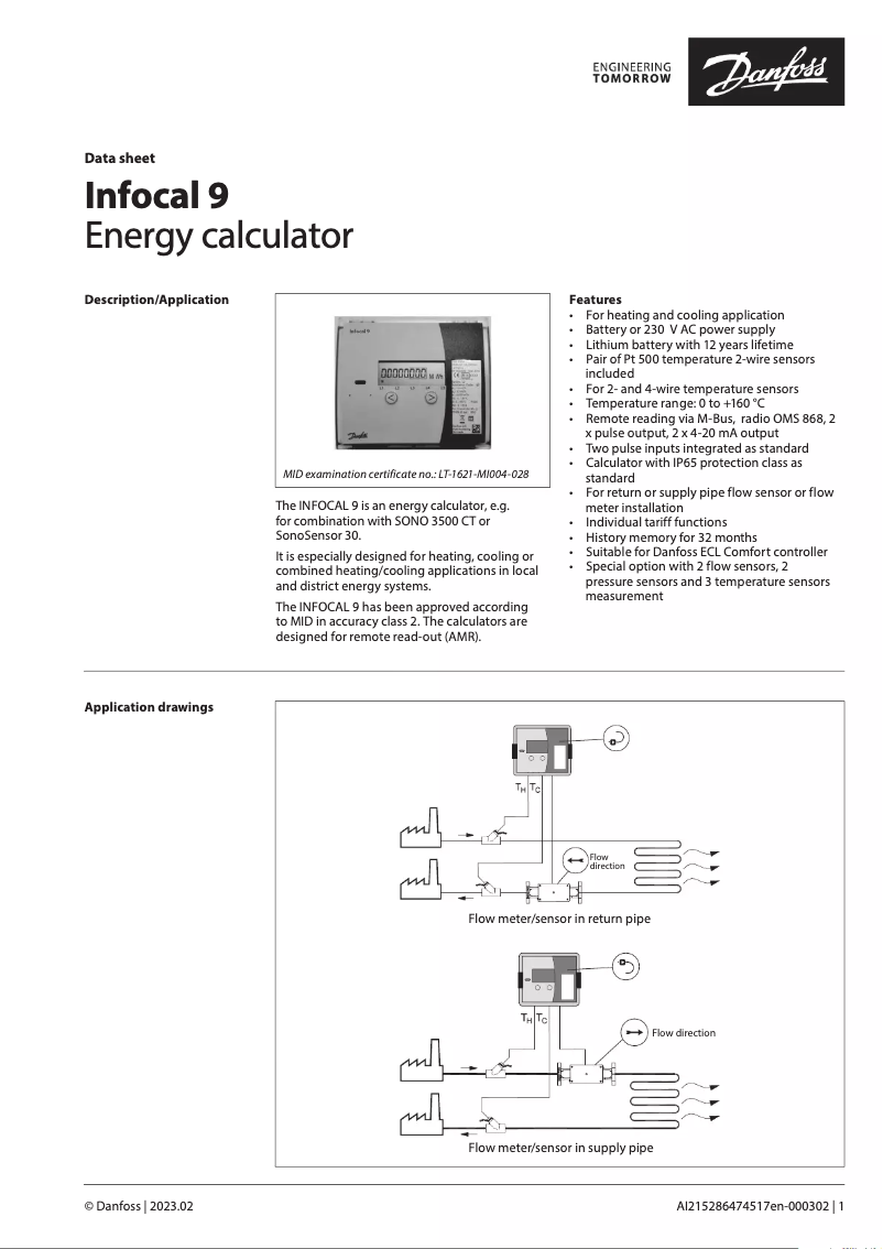 First page image of the manual for Infocal 9