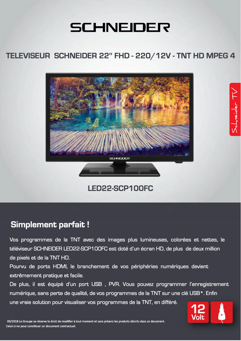 Page 1 of the manual Technical Sheet Schneider LED22-SCP100FC