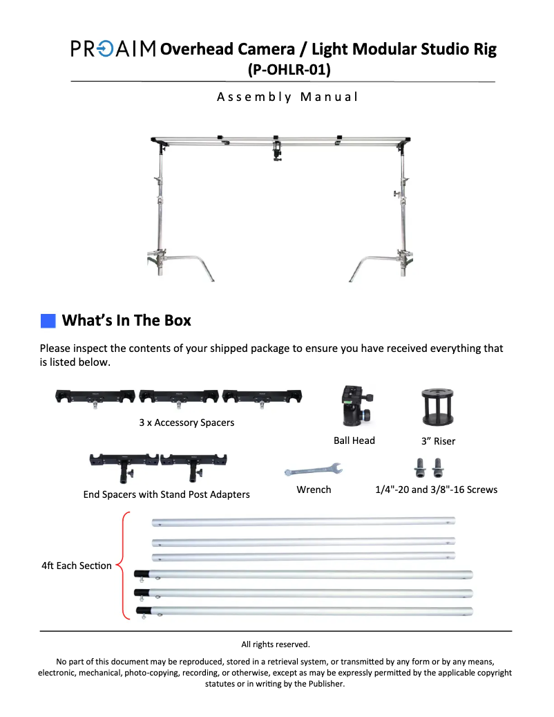 First page image of the manual for P-OHLR-01
