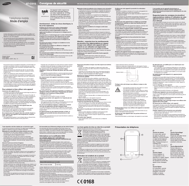 Page 1 of the manual User Manual Samsung GT-C3312