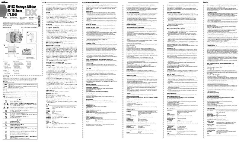 First page image of the manual for Nikkor AF DX Fisheye-Nikkor ED 10.5mm f/2.8G