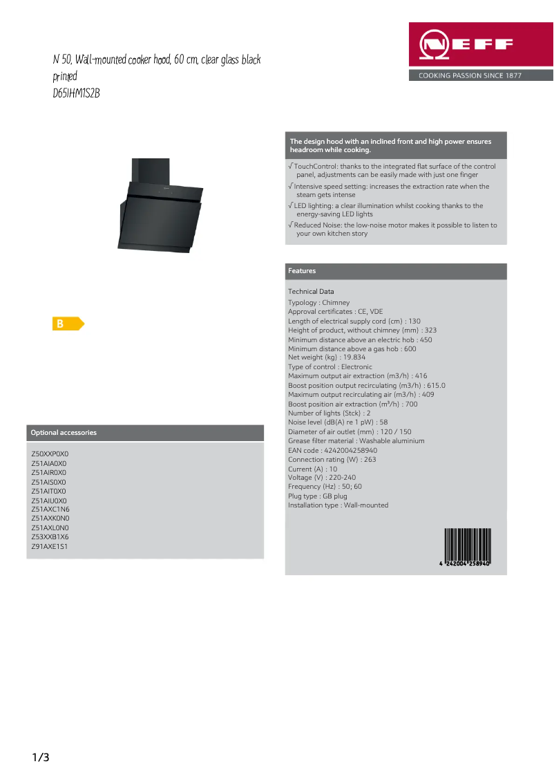 First page image of the manual for D65IHM1S2B