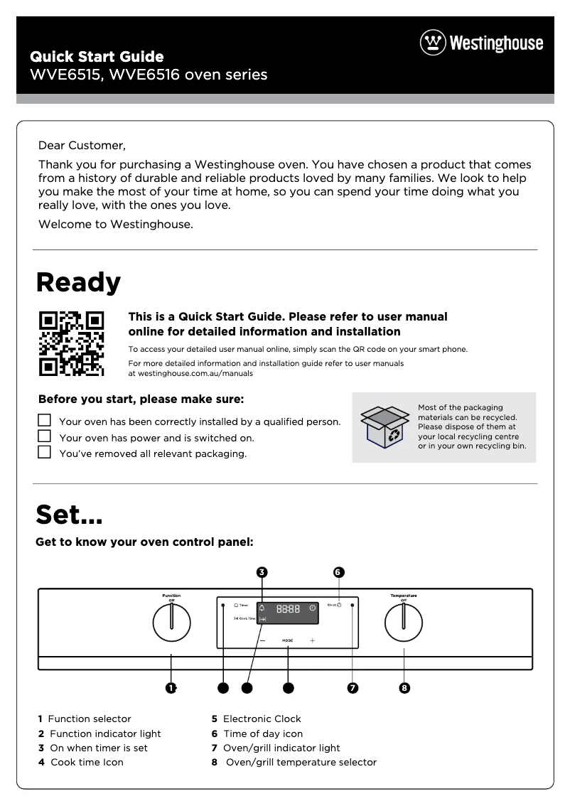 First page image of the manual for WVE6516SD