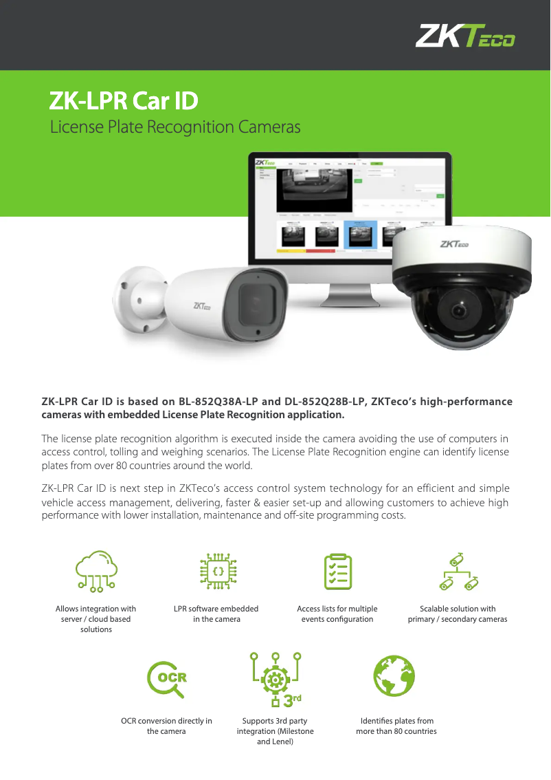 Image de la première page du manuel de l'appareil ZK-LPR Car ID