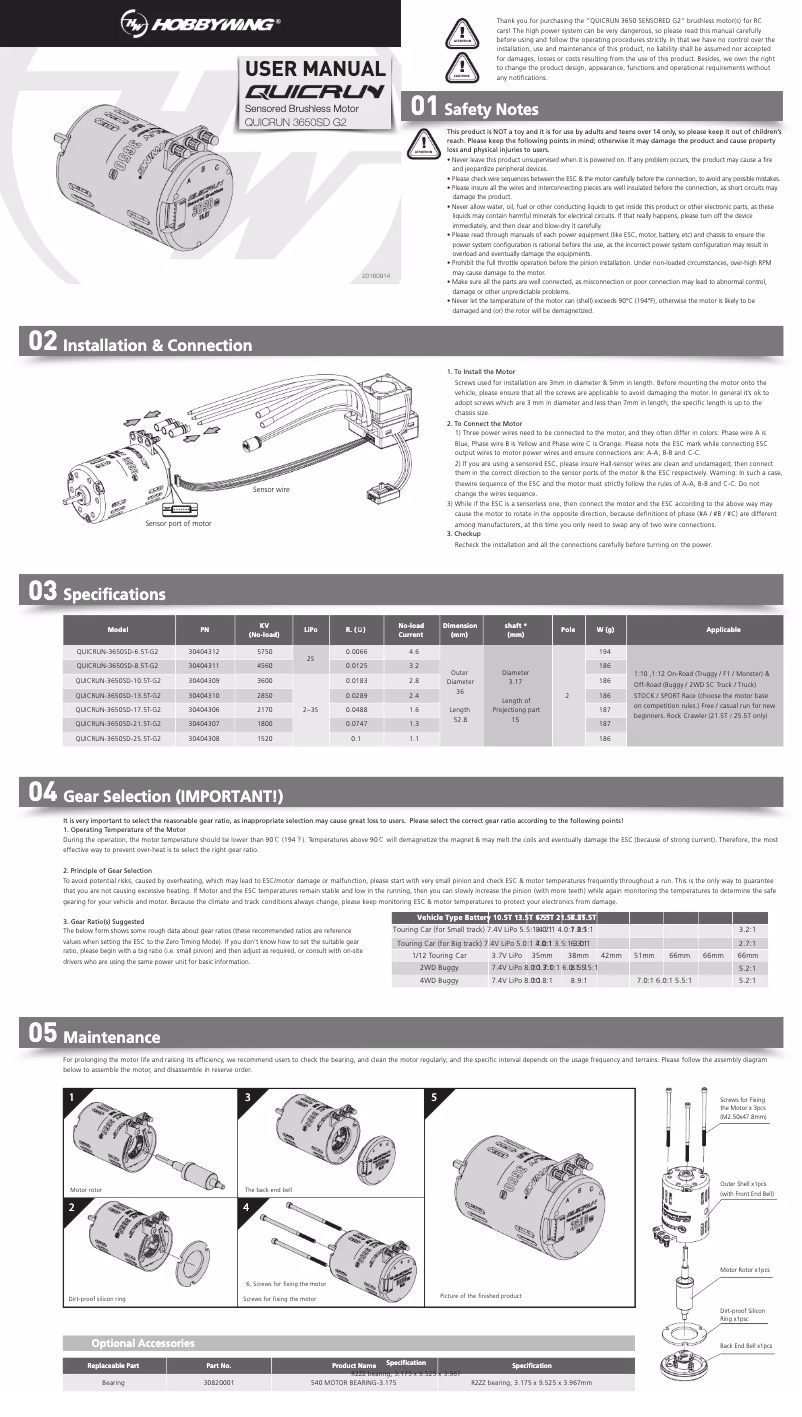 First page image of the manual for QUICRUN 3650 SD G2